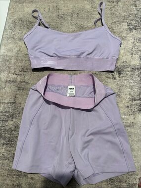PINK Victoria's Secret Lavender Seamless Sports Bralette & High-Waist Shorts